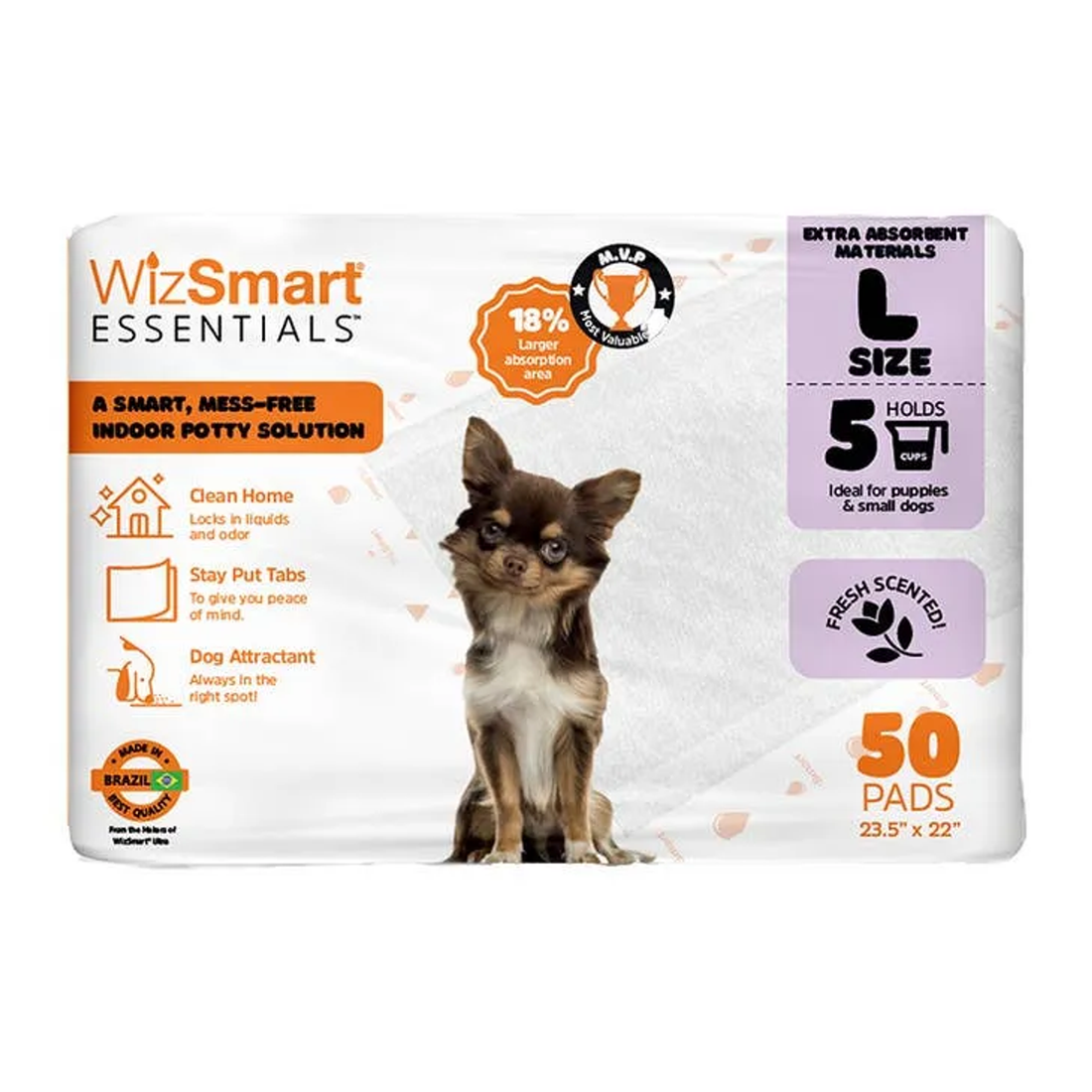 WizSmart Essentials Scented Dog Training Pads - Large 50-Count