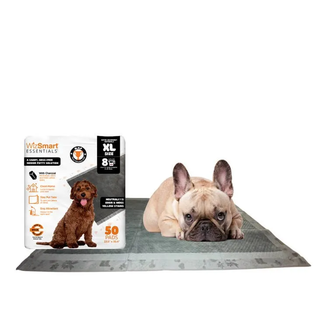 WizSmart Essentials Charcoal Dog Training Pads - Extra Large 50-Count