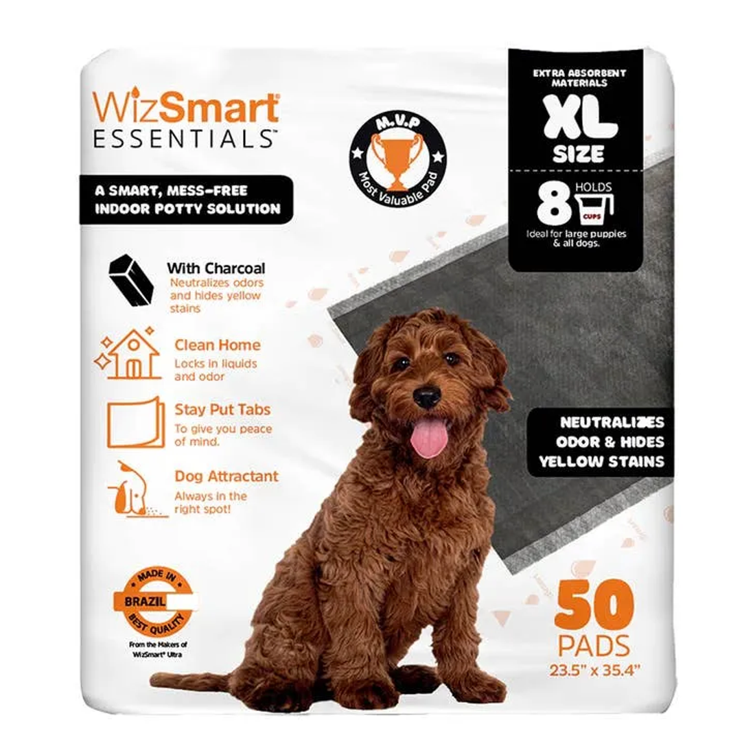WizSmart Essentials Charcoal Dog Training Pads - Extra Large 50-Count