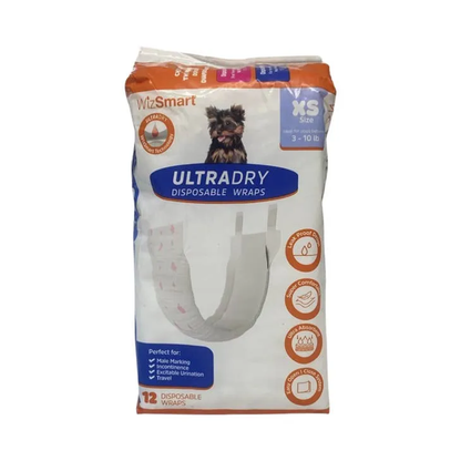 WizSmart UltraDry Disposable Male Dog Wraps