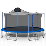 14FT Outdoor Trampoline with Hoop front view