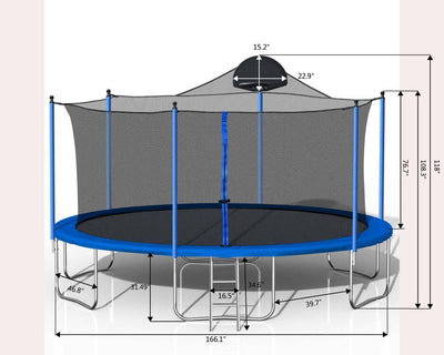 14FT Outdoor Trampoline with Hoop detail close-up