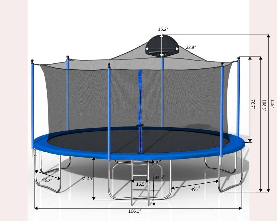 14FT Outdoor Trampoline with Hoop detail close-up