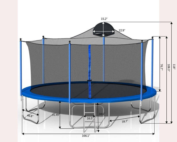 14FT Outdoor Trampoline with Hoop detail close-up