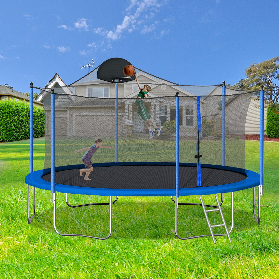 14FT Outdoor Trampoline with Hoop10