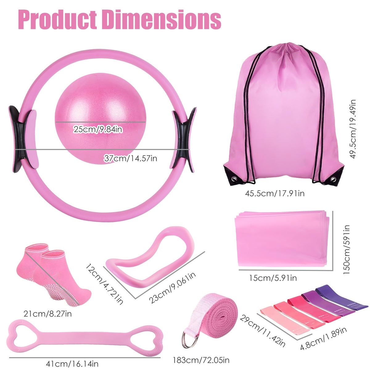 Pilates ring kit accessories laid out