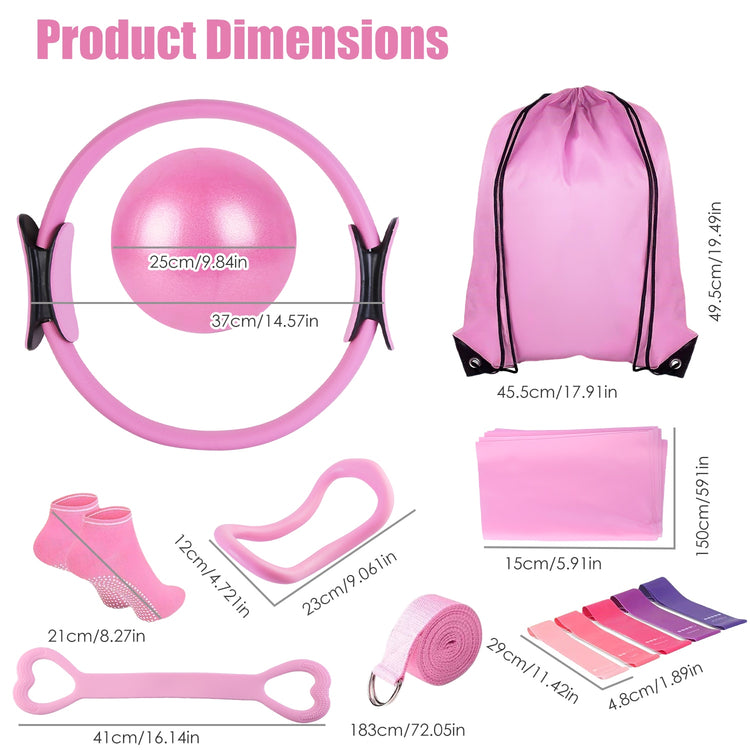 Pilates ring kit accessories laid out