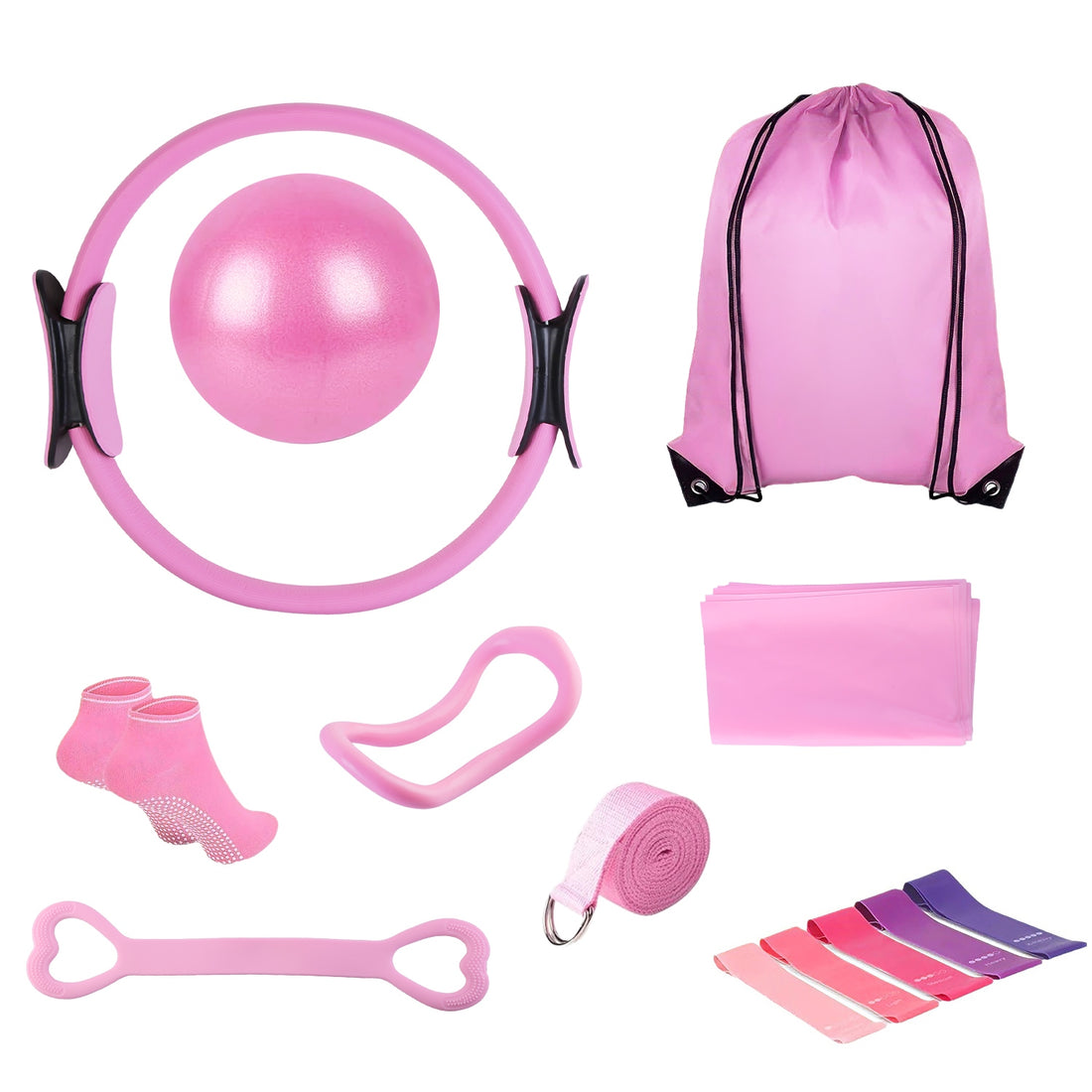 Pilates ring kit overhead flat-lay