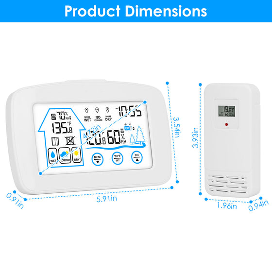 Weather station and sensor dimensions in inches