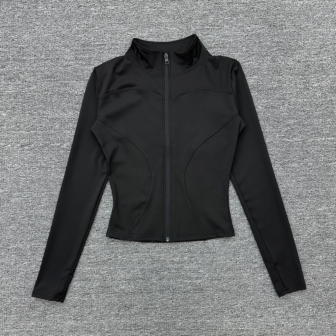 Womens Stand Collar Sports Jacket with Thumb Holes