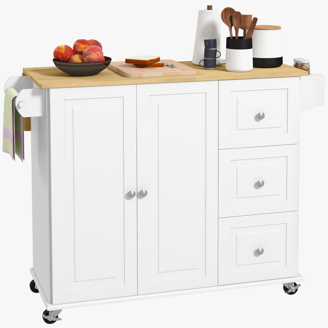 Kitchen island rubber wood top close-up