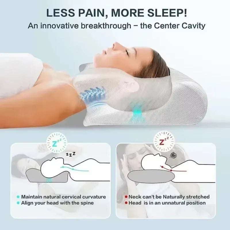 Sleep Memory Pillow Butterfly Memory Foam Neck Pillows Contoured Sleep for Neck Pain Relief Stomach Support Comfortable Pillow