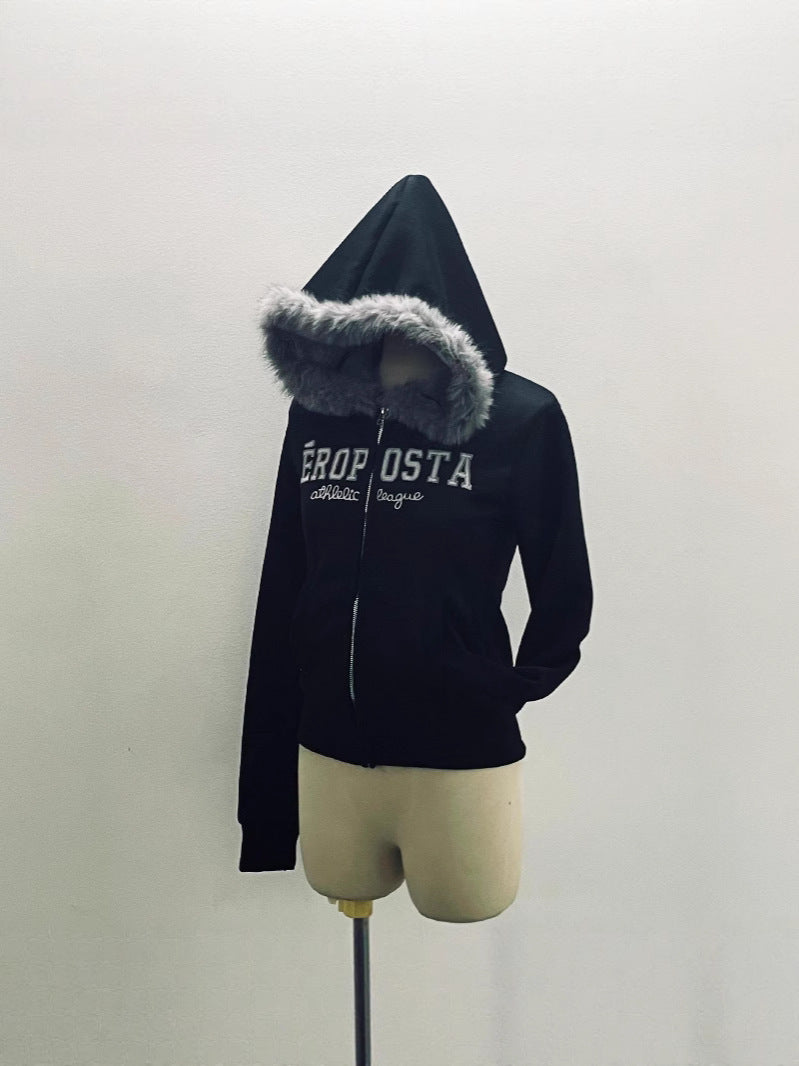 Fleece Lined Hooded Sweatshirt Coat