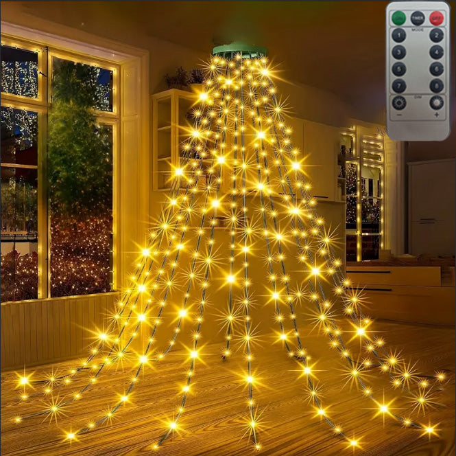 Warm white 16-strand Christmas tree lights with remote control