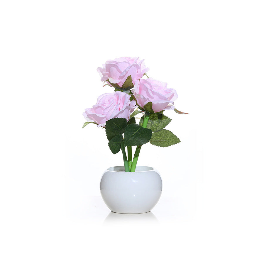 Ceramic Plug-In Artificial Flower Night Light