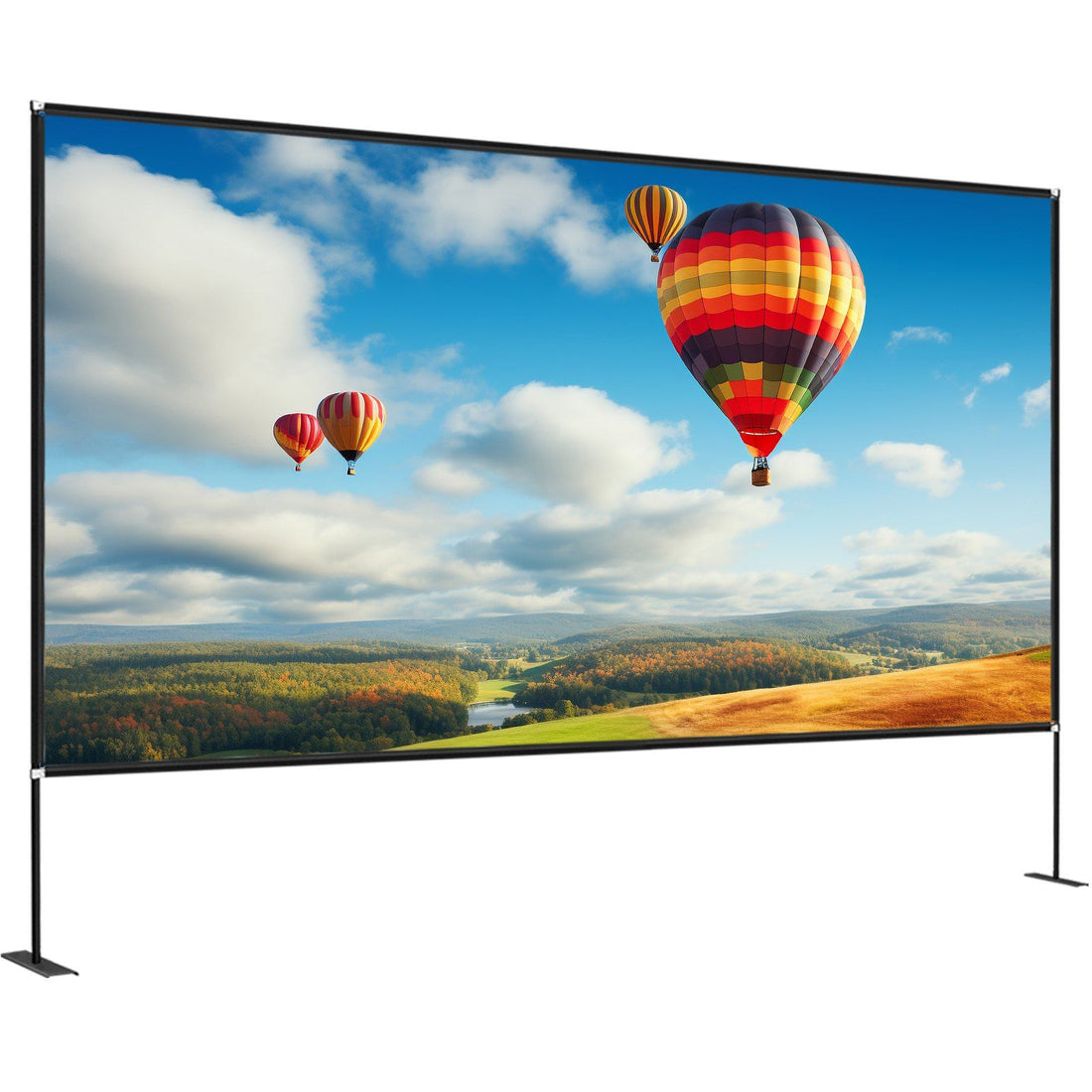 150-Inch Portable Projector Screen Stand main product photo. 150 inch portable projector screen