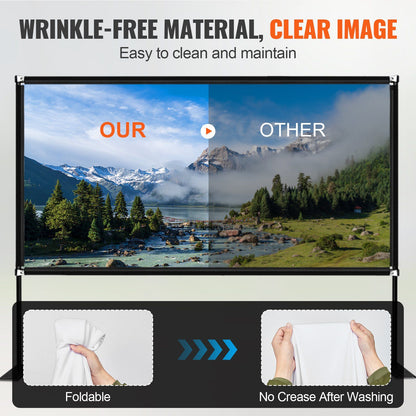 150-Inch Portable Projector Screen Stand detail close-up. 150 inch portable projector screen