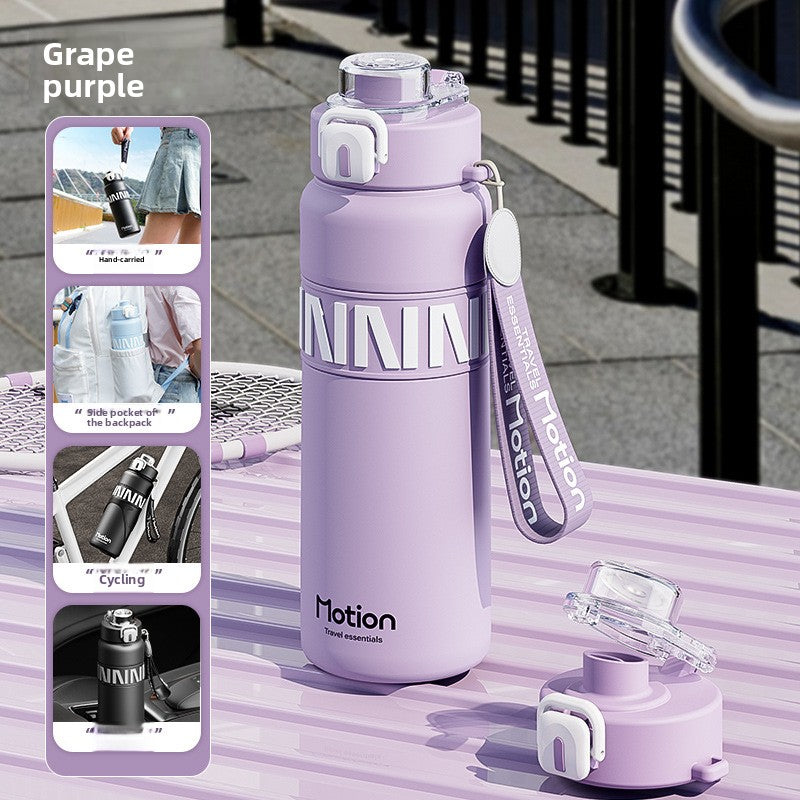 Stainless Steel Double Drink Thermos Cup with Carry Rope