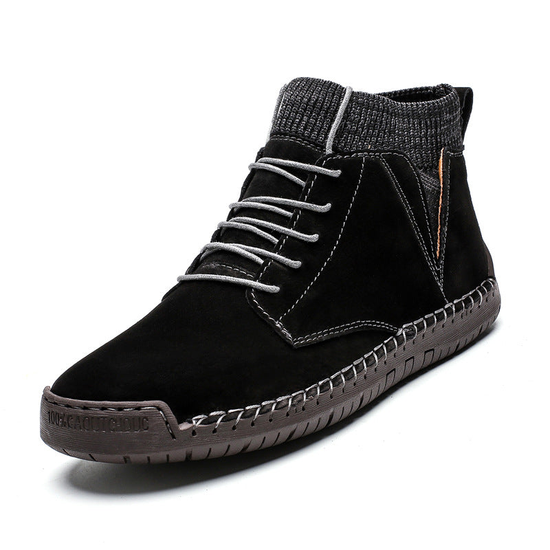 7009 Four Seasons trendy men's shoes high-top cotton-padded independent station plus size 38-48 casual handmade shoes cross-border socks mouth shoes