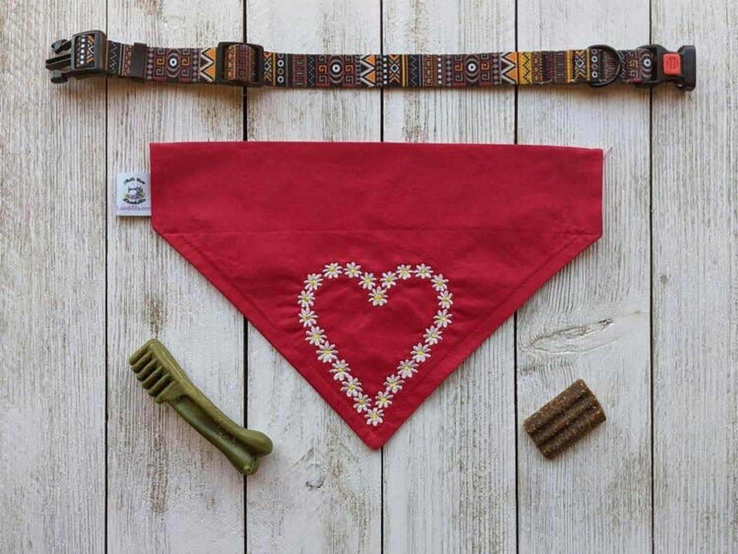 LambMa Embroidered Traditional Tie-Around Dog Bandana