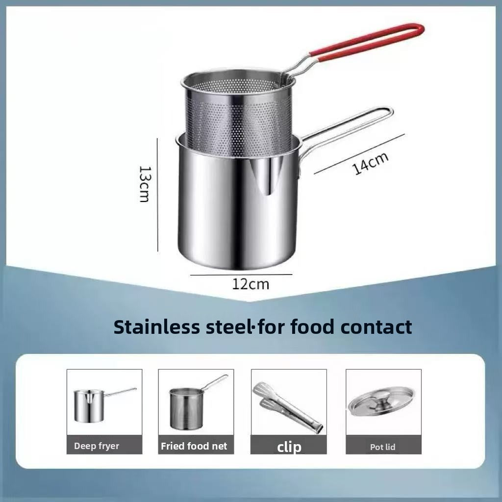 Household Stainless Steel Mini Frying Pan, Uncoated Oil-Saving Multi-Functional Pot for All Stoves