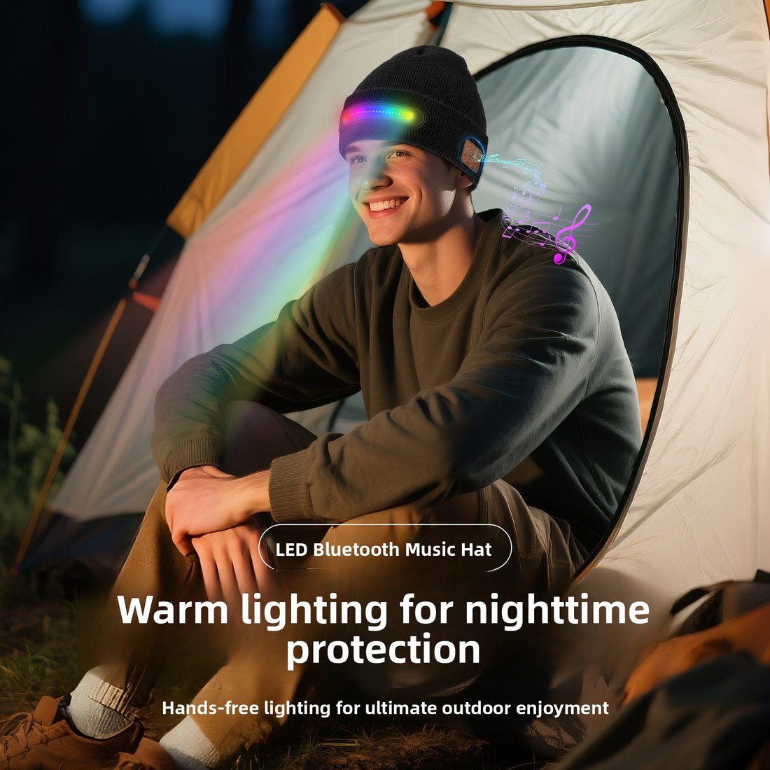 LED Bluetooth Music Light Up Knitted Hat Rechargeable