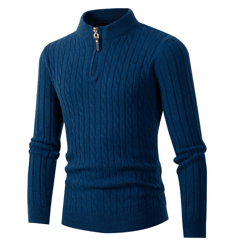 Men's Half-Zip Cable Knit Sweater Long Sleeve Pullover