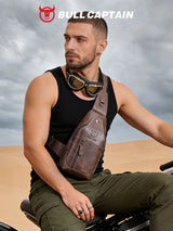 Men's Genuine Leather Shoulder Crossbody Chest Bag