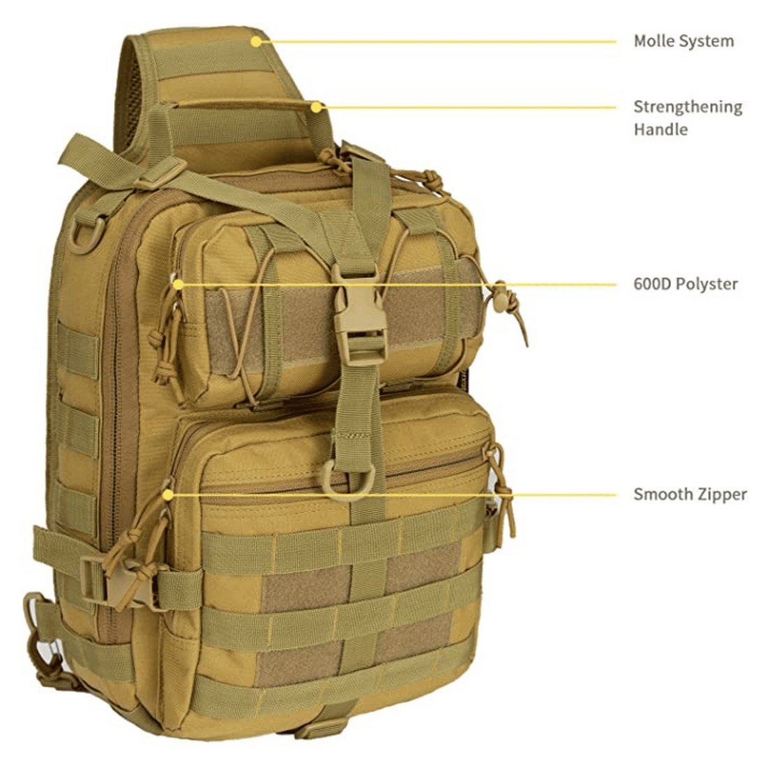 15L MOLLE sling bag main compartment opened