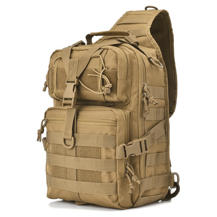 15L MOLLE sling bag side profile in Khaki