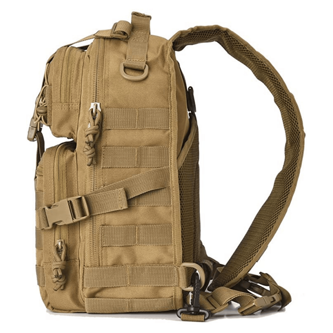 15L unisex MOLLE sling bag in Green outdoor setting