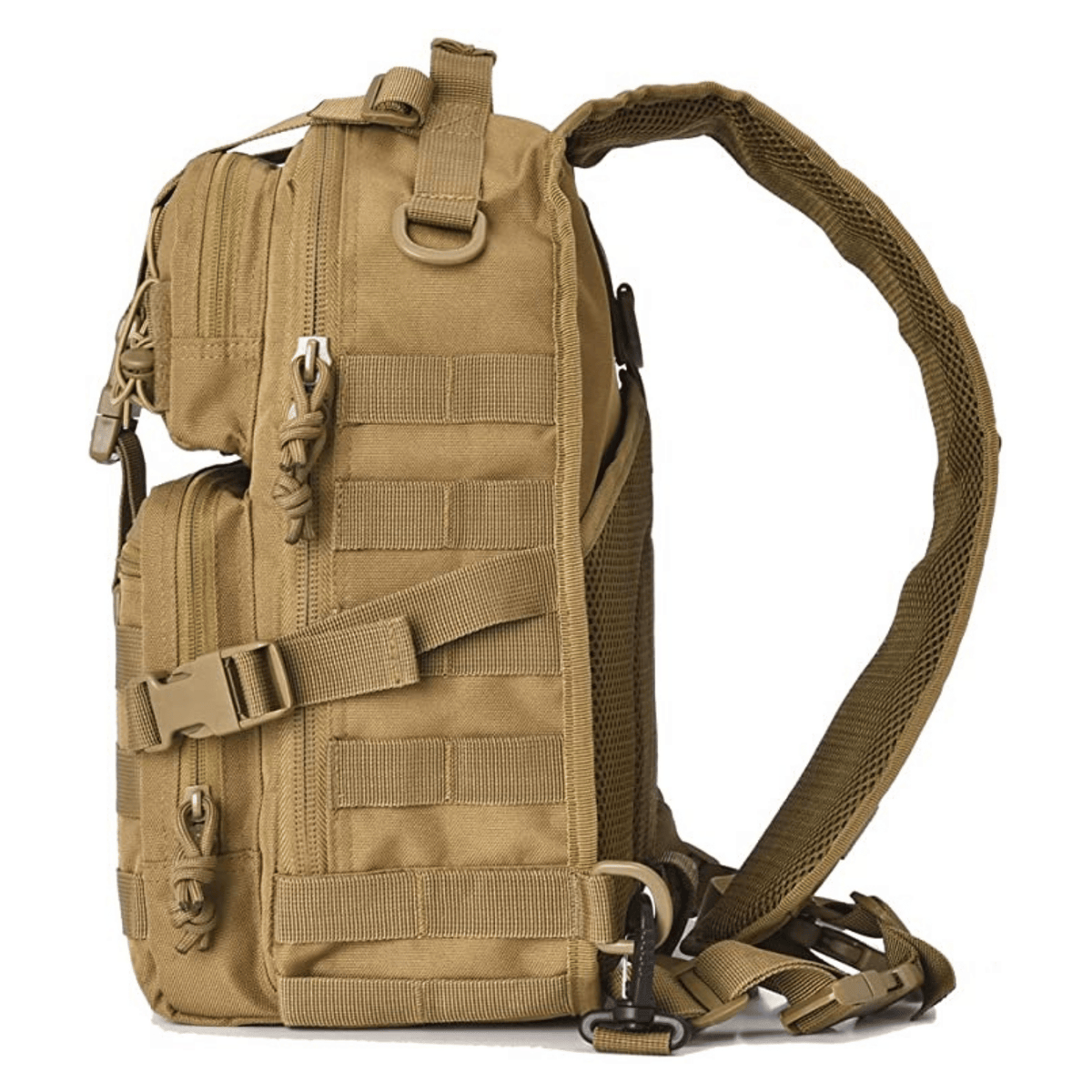 15L unisex MOLLE sling bag in Green outdoor setting