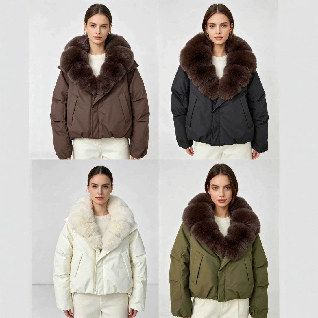 Women's Large Fur Collar Short Down Cotton-padded Jacket