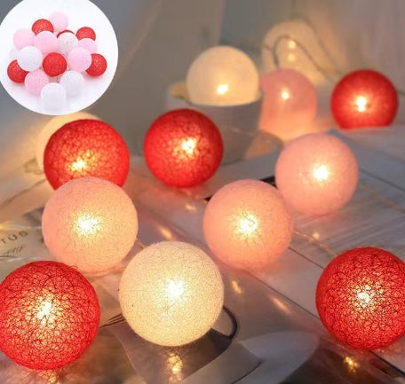 LED cotton thread lanterns, close-up of cotton ball