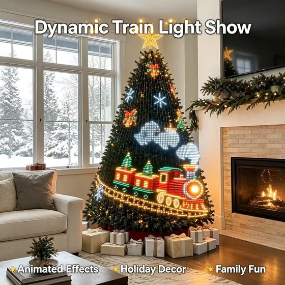 Smart RGBIC Christmas tree string lights with USB power, app control screen