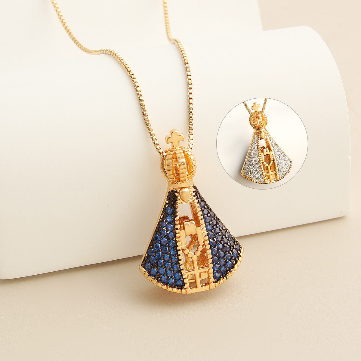 Double-Sided Necklace with Colorful Zircon