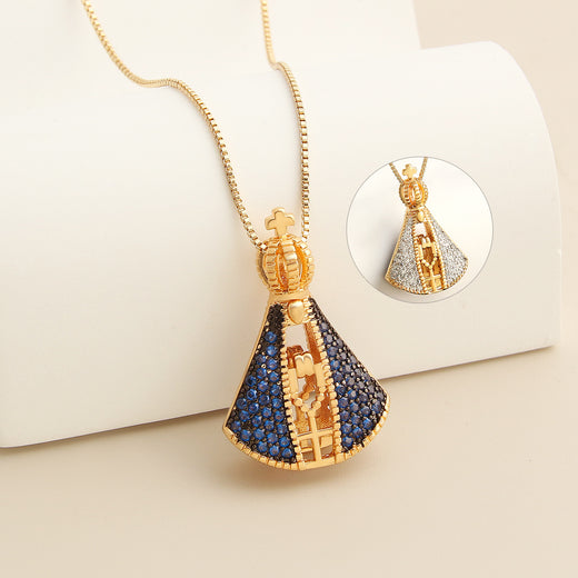 Double-Sided Necklace with Colorful Zircon