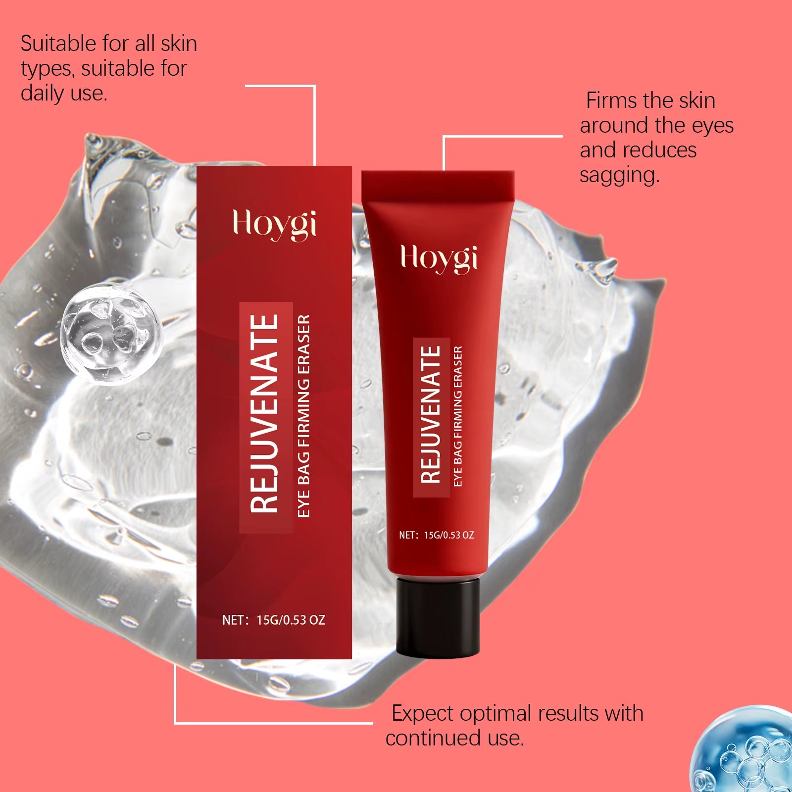 Instant under Eye Lift Gel Hyaluronic Acid Reduces Eye Bags Wrinkles Puffy Dark Circles Treatment Temporary Tightener Eye Cream