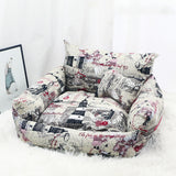 Close-up of the armchair pet bed's supportive side arms