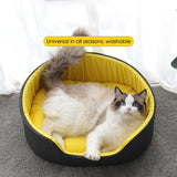 Cozy pet bed with padded base and raised rim shown from above