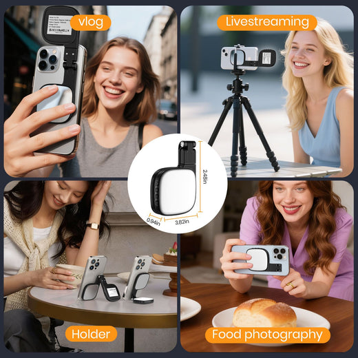 Selfie light, 3 brightness and color temperature settings