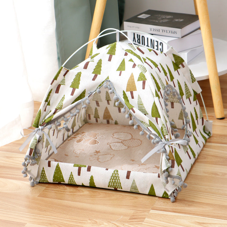 Interior view showing the tent's fabric lining