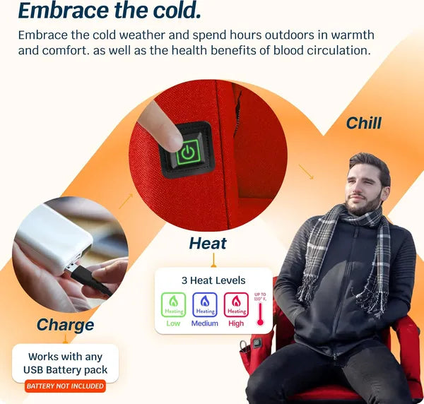 Heating element and padded seat close up
