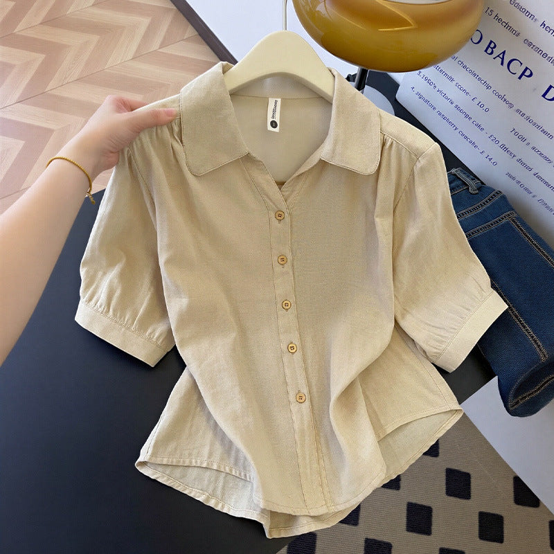 Women's Pure Cotton Double-Layer Gauze Half-Sleeve Casual Shirt