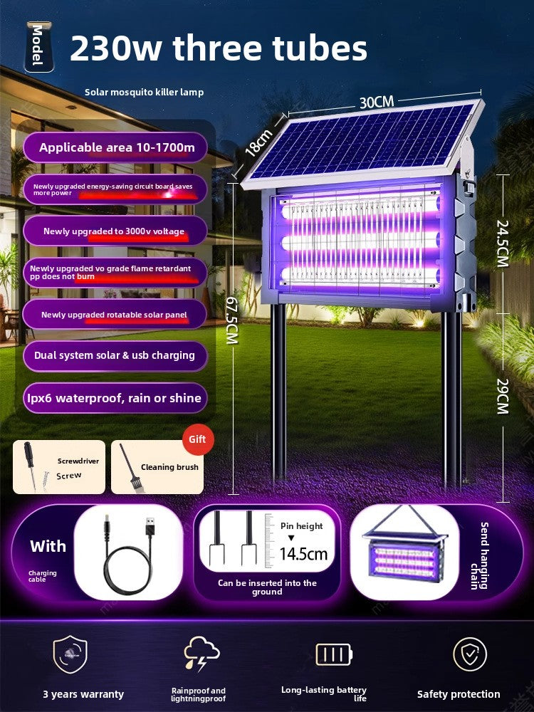 Solar Powered Mosquito Killer Lamp Outdoor Insect Eliminator