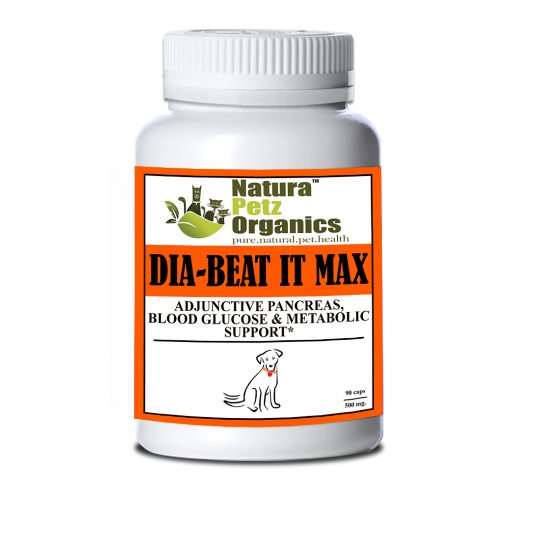 Pancreas & Metabolic Support Capsules for dogs, 90 count, dosage panel