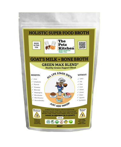 Goats Milk + Bone Broth Green Max Blend* Omega 3 & 6 Vitamin & Mineral Support* The Petz Kitchen Dog & Cat