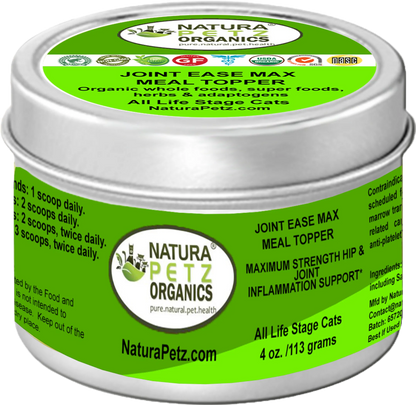 Joint Ease Max Meal Topper for cats, back label