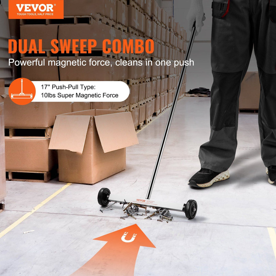 Arbasa 17-Inch Magnetic Sweeper with Wheels detail close-up