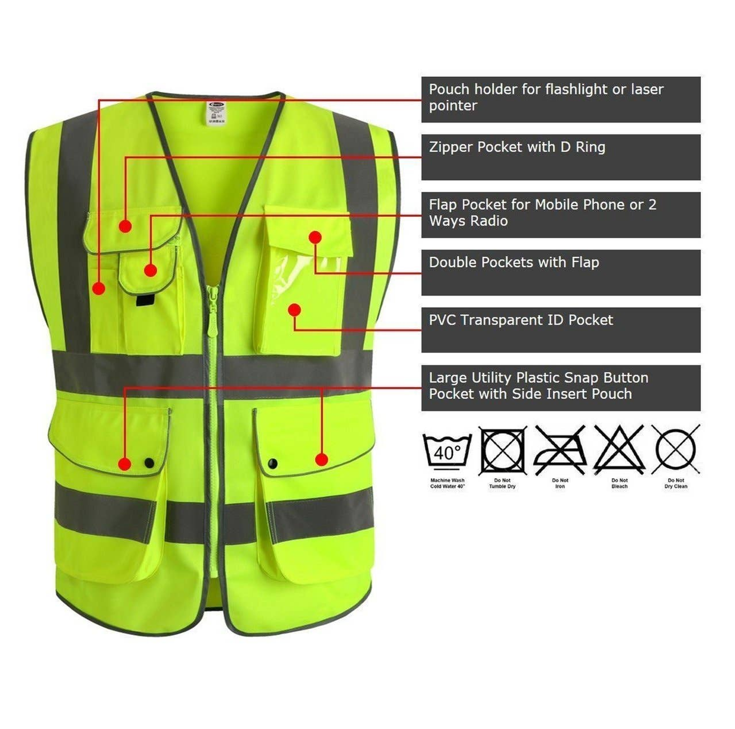 Reflective Safety Vest, Neon Green